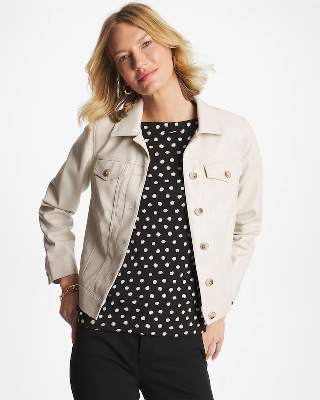 Faux Leather Trucker Jacket - image 1
